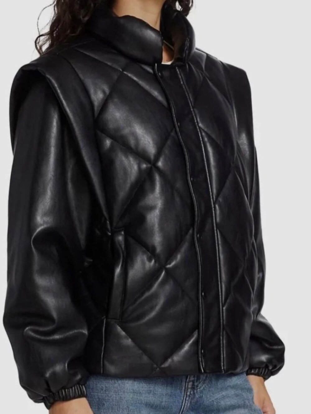 NWOT Pistola Callista Puffer Jacket w/ Removable Sleeves In Black Sz Medium